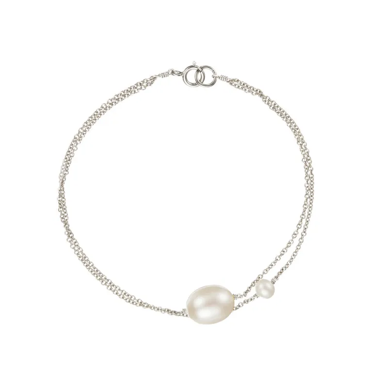 Silver Layered Large and Small Pearl Bracelet sold by Lily & Roo