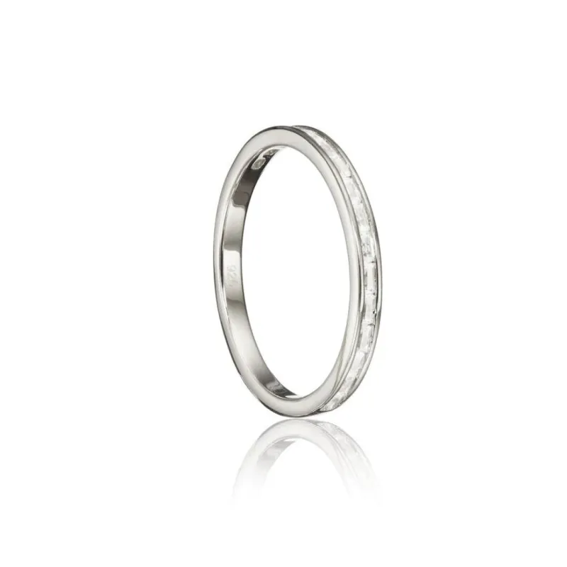 Silver Diamond Style Baguette Eternity Ring sold by Lily & Roo