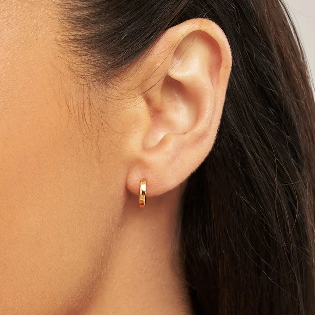 Gold Plain Huggie Hoop Earrings sold by Lily & Roo product image thumbnail 2