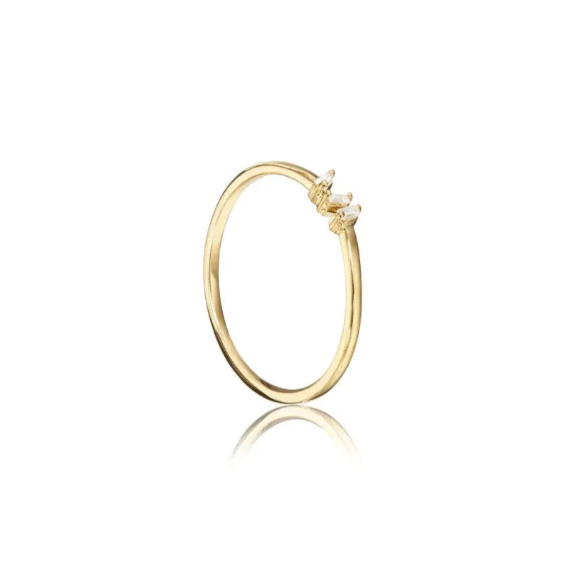 Gold Diamond Style Three Baguette Ring made by Lily & Roo