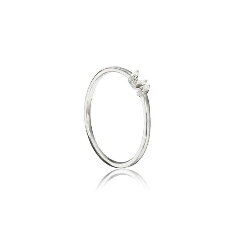 Silver Diamond Style Three Baguette Ring sold by Lily & Roo