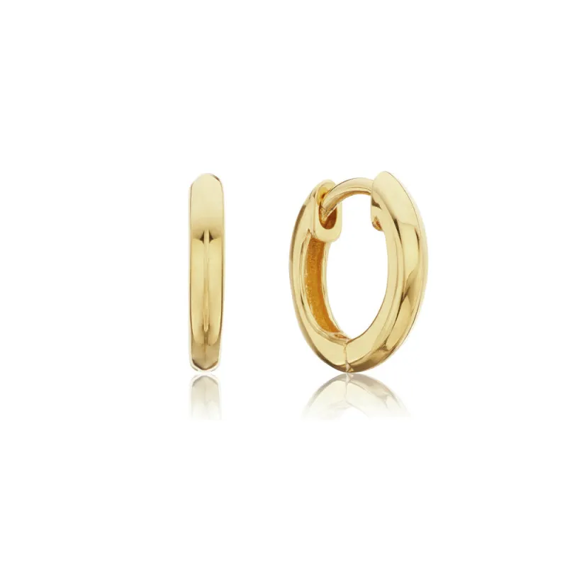 Gold Small Rounded Plain Huggie Hoop Earrings sold by Lily & Roo