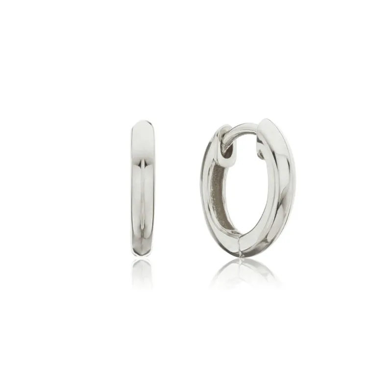 Silver Small Rounded Plain Huggie Hoop Earrings sold by Lily & Roo