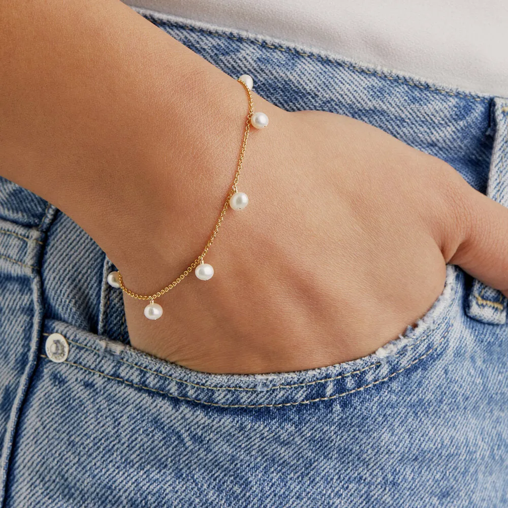 Gold Pearl Drop Bracelet sold by Lily & Roo product image thumbnail 2