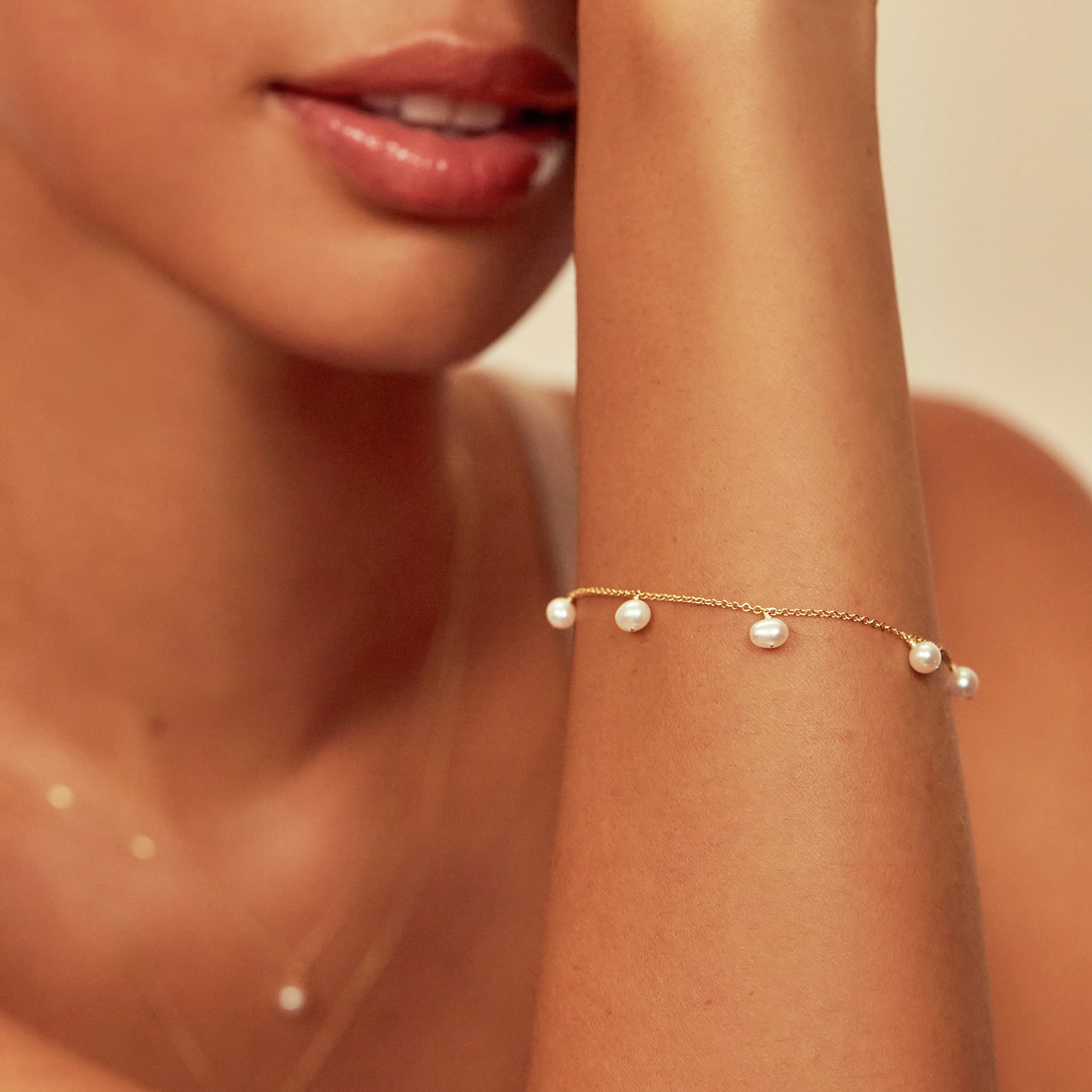 Gold Pearl Drop Bracelet sold by Lily & Roo product image thumbnail 3