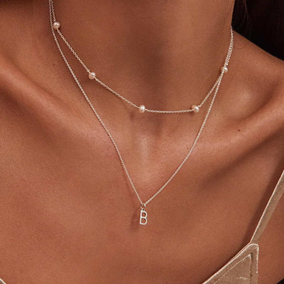 Silver Initial Letter Necklace sold by Lily & Roo product image thumbnail 2