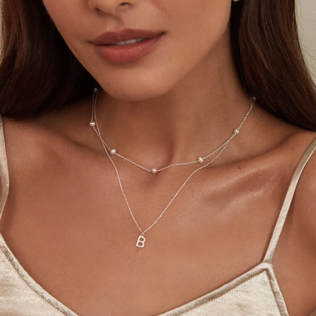 Silver Initial Letter Necklace sold by Lily & Roo product image thumbnail 4