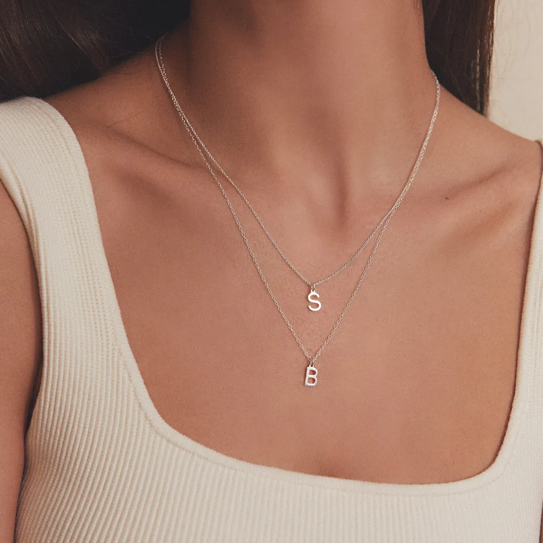 Silver Initial Letter Necklace sold by Lily & Roo product image thumbnail 3