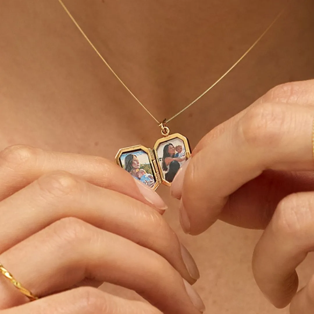 Silver Small Square Locket Necklace sold by Lily & Roo product image thumbnail 4