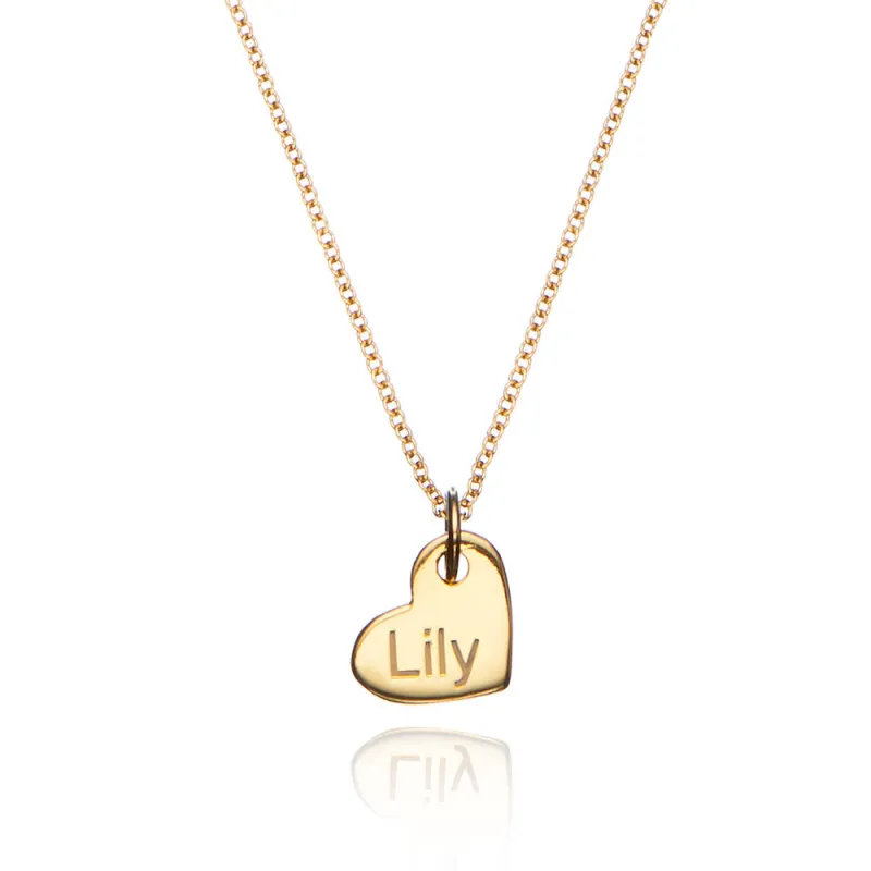 Gold Small Personalised Heart Necklace made by Lily & Roo