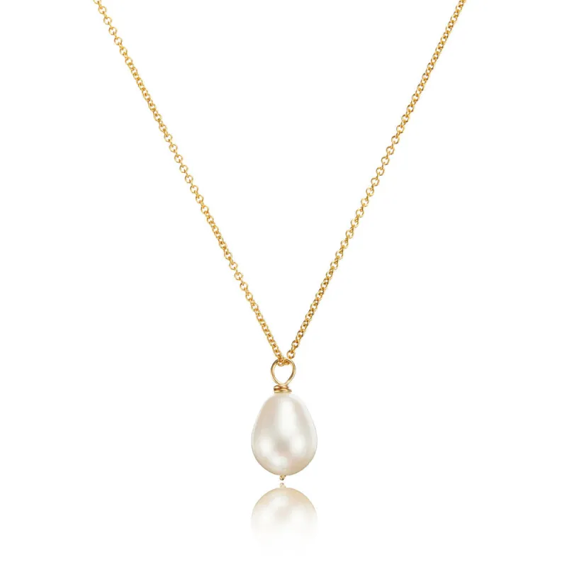 Gold Large Single Pearl Necklace sold by Lily & Roo