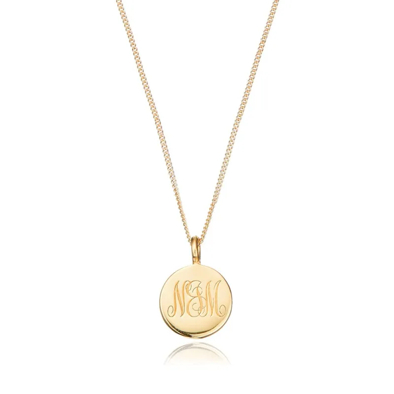 Gold Large Engraved Disc Necklace sold by Lily & Roo