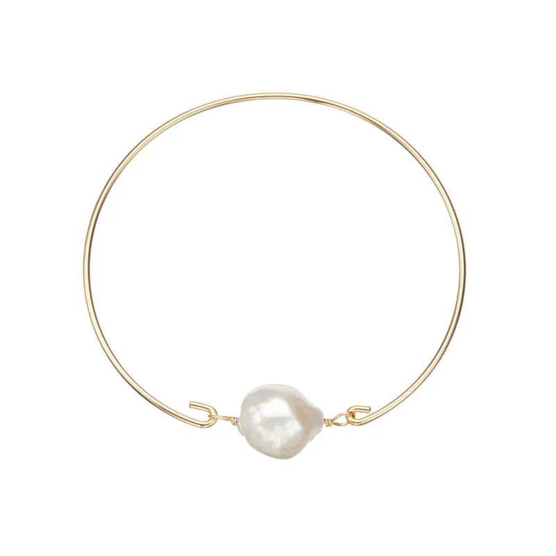 Gold Baroque Pearl Bangle sold by Lily & Roo