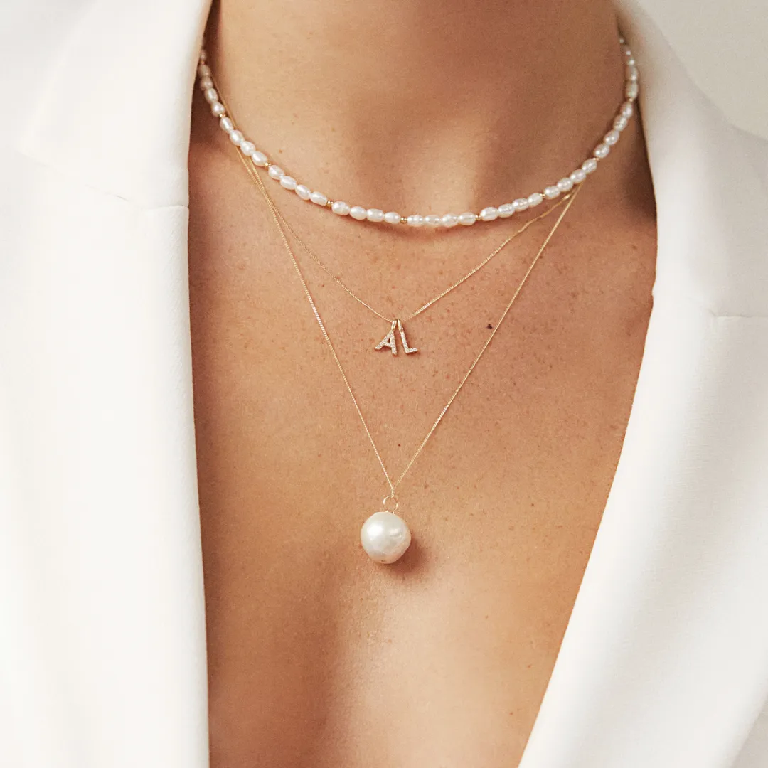 Gold Extra Large Baroque Pearl Necklace sold by Lily & Roo product image thumbnail 2