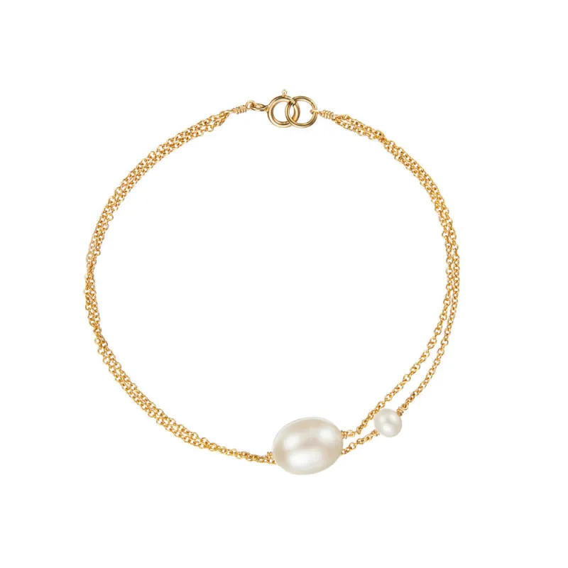 Gold Layered Large and Small Pearl Bracelet sold by Lily & Roo