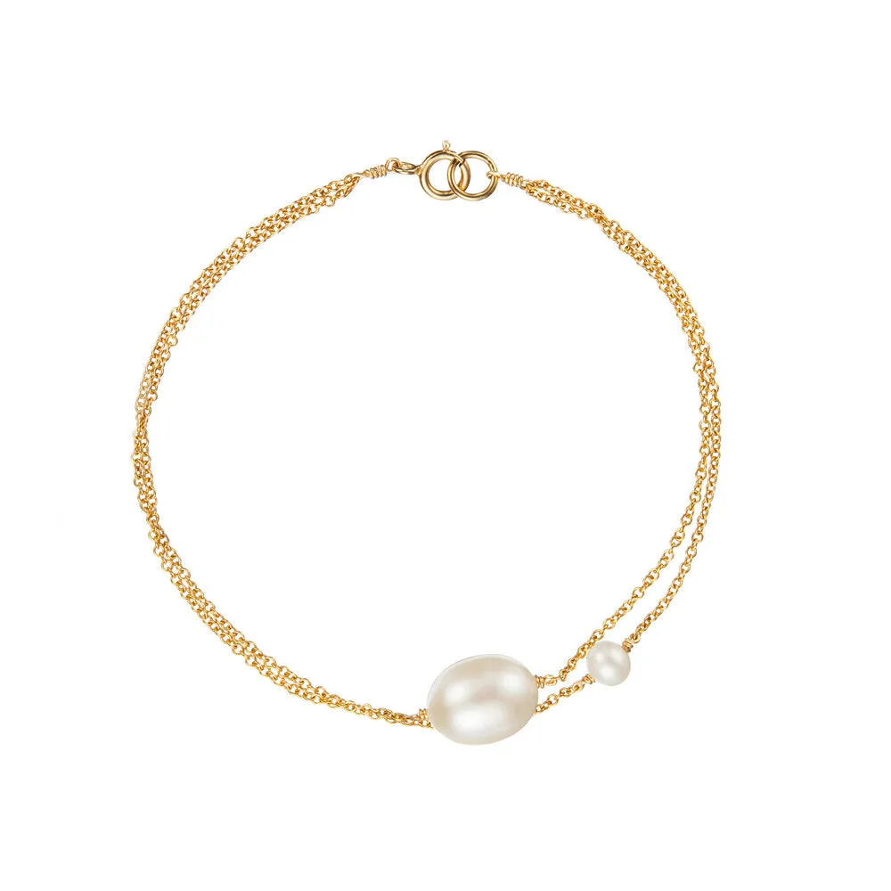 Gold Layered Large and Small Pearl Bracelet sold by Lily & Roo