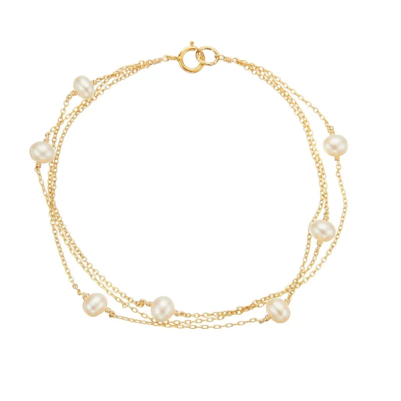 Gold Layered Pearl Bracelet sold by Lily & Roo