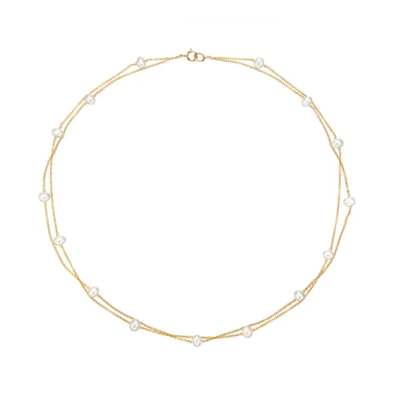 Gold Layered Pearl Necklace made by Lily & Roo