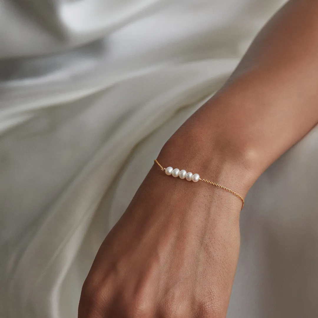 Gold Pearl Cluster Bracelet sold by Lily & Roo product image thumbnail 3