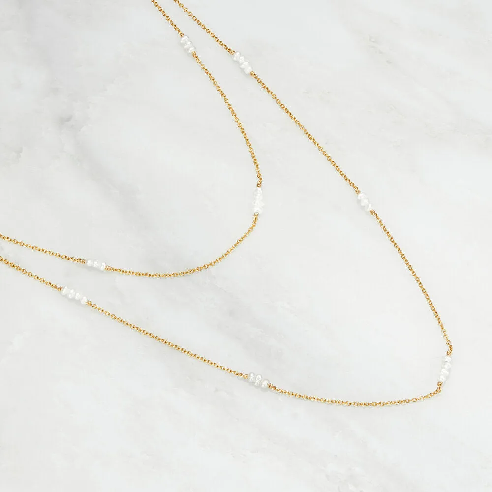 Silver Layered Mini Pearl Necklace sold by Lily & Roo product image thumbnail 3