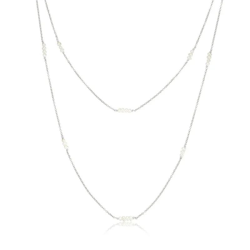Silver Layered Mini Pearl Necklace made by Lily & Roo