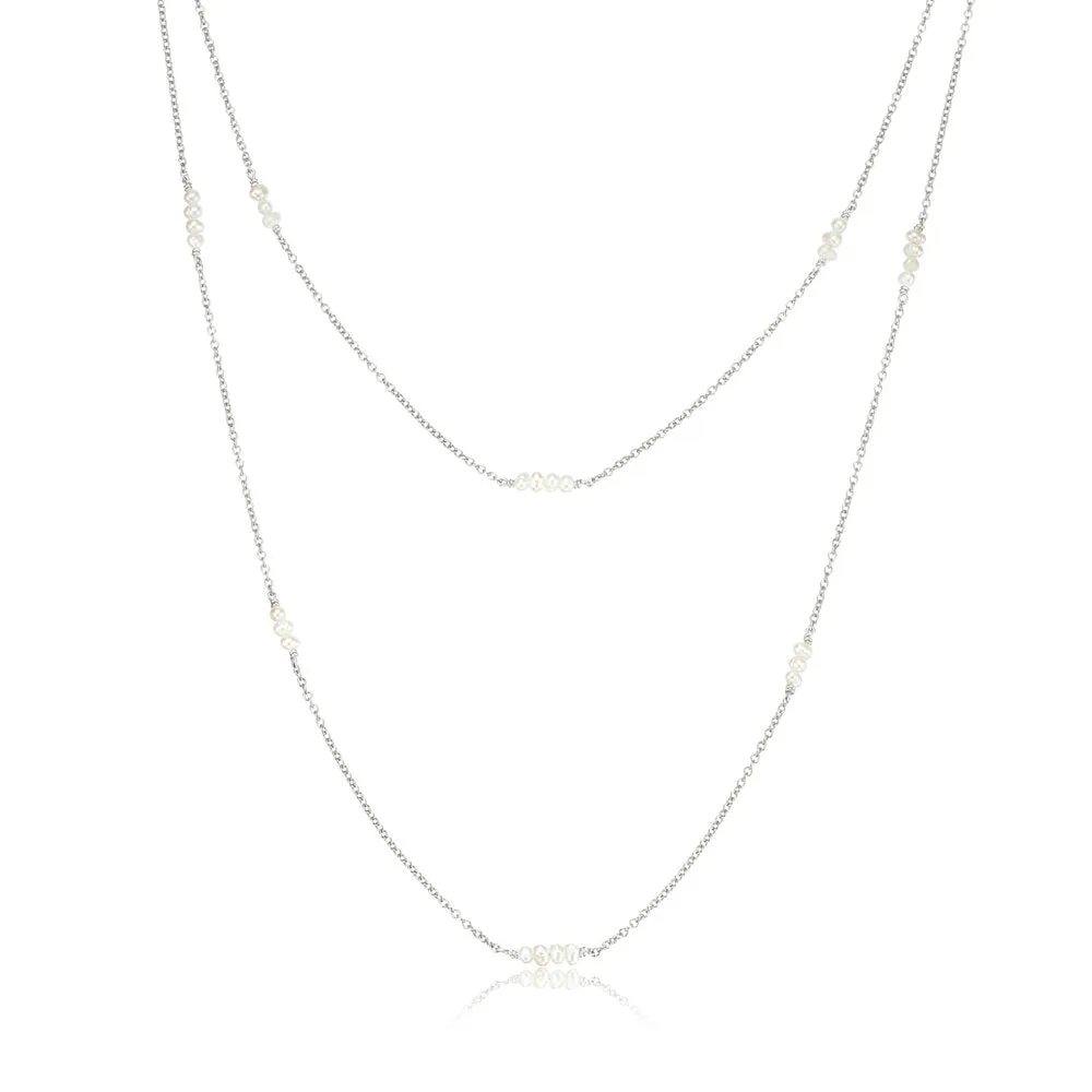 Silver Layered Mini Pearl Necklace sold by Lily & Roo