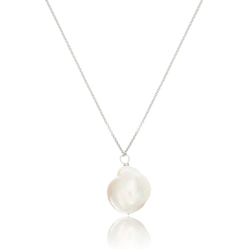 Silver Extra Large Baroque Pearl Necklace sold by Lily & Roo