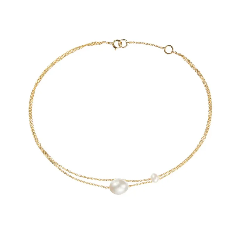 Gold Layered Large and Small Pearl Anklet sold by Lily & Roo