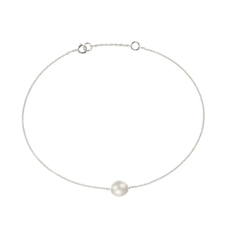 Silver Large Pearl Anklet sold by Lily & Roo