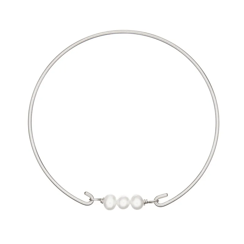 Silver Pearl Cluster Bangle sold by Lily & Roo