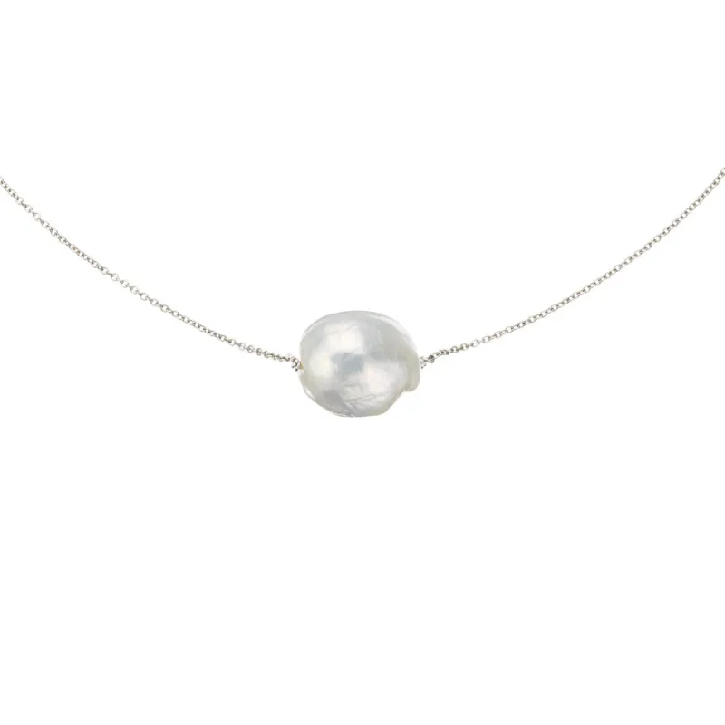 Silver Large Baroque Pearl Choker made by Lily & Roo