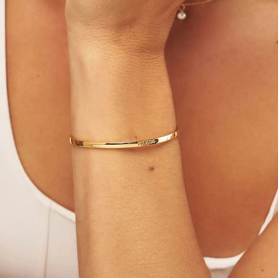 Gold Thin Engraved Bangle sold by Lily & Roo product image thumbnail 2