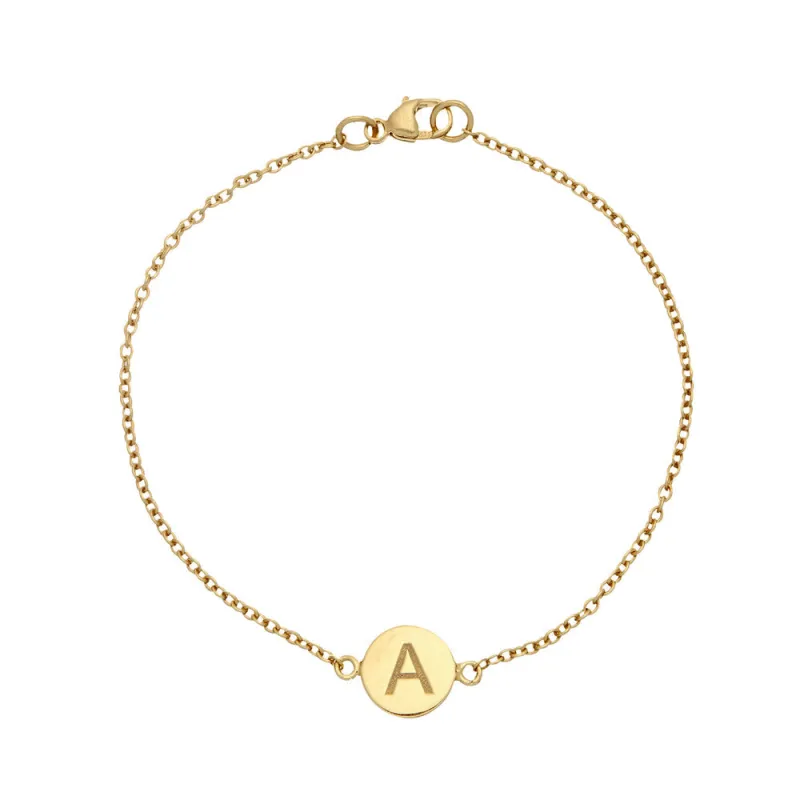 Gold Personalised Disc Bracelet sold by Lily & Roo
