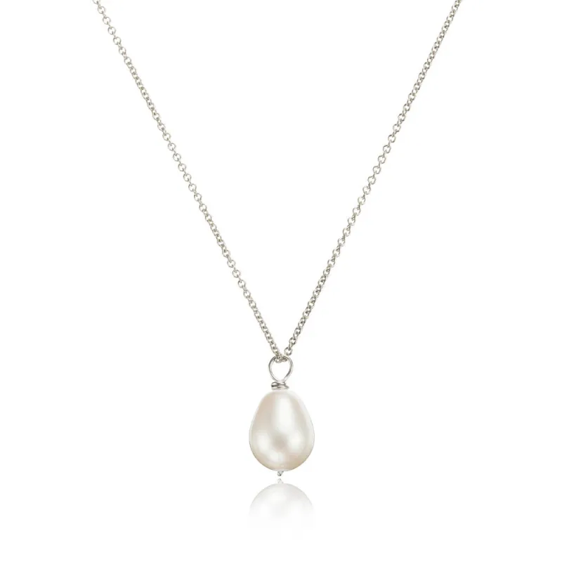 Silver Large Single Pearl Necklace sold by Lily & Roo