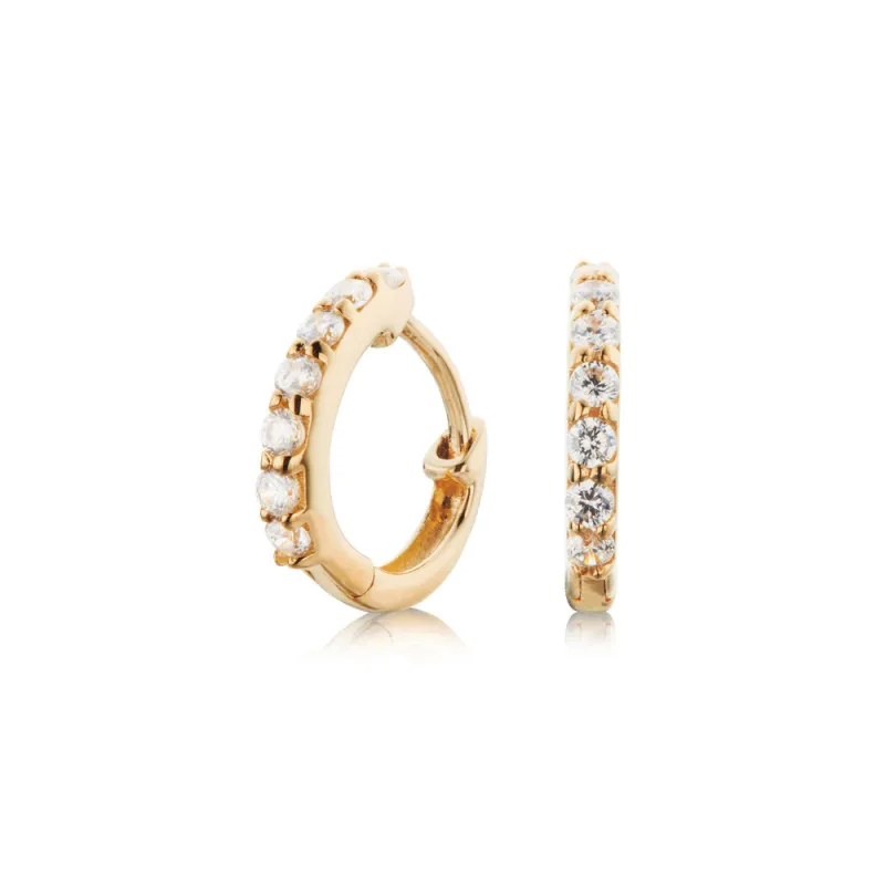 Solid Gold Genuine Diamond Huggie Hoop Earrings sold by Lily & Roo