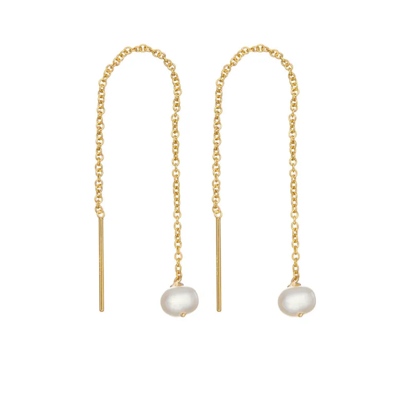 Gold Pearl Drop Ear Threaders sold by Lily & Roo