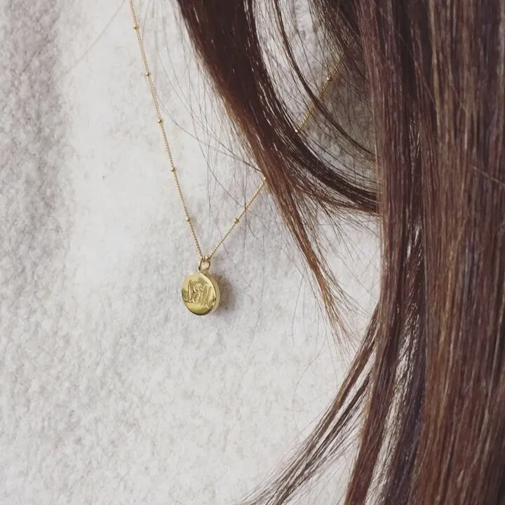 Silver Large Engraved Disc Necklace sold by Lily & Roo product image thumbnail 5