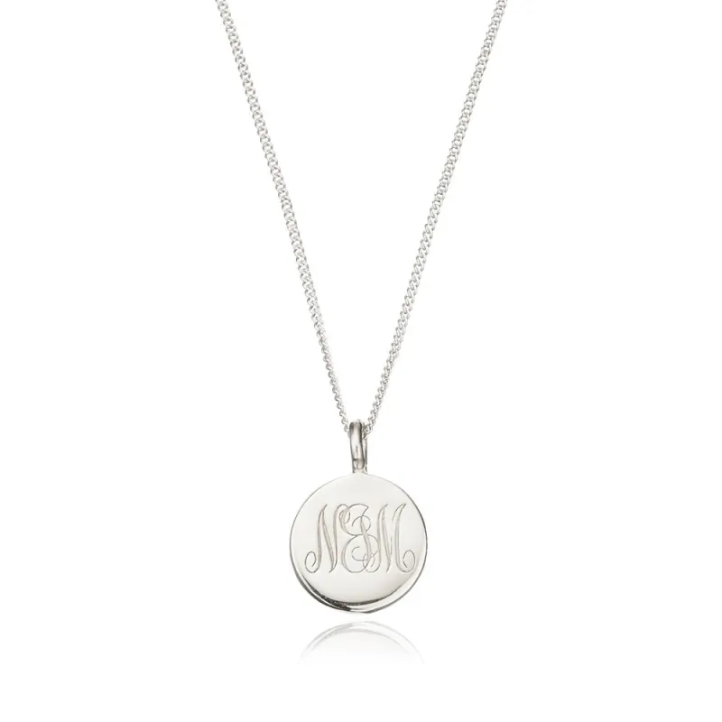 Silver Large Engraved Disc Necklace sold by Lily & Roo