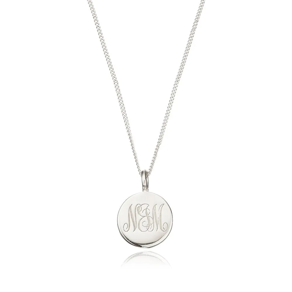 Silver Large Engraved Disc Necklace sold by Lily & Roo