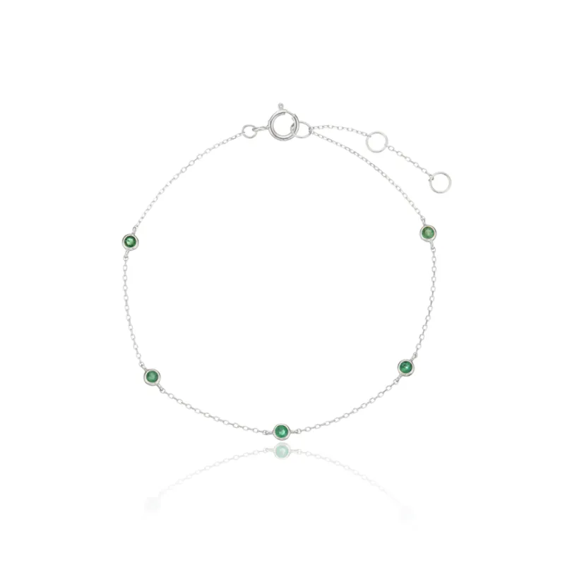 Silver Five Stone Emerald Bracelet sold by Lily & Roo