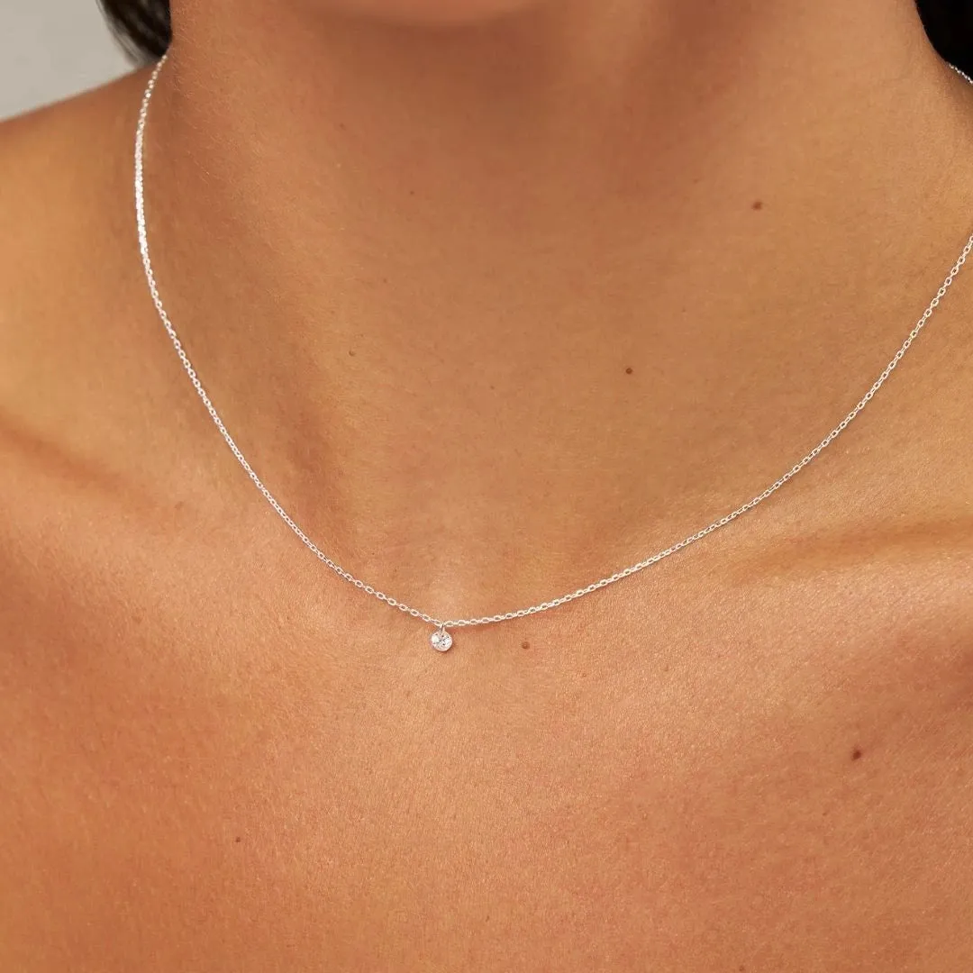 Silver Floating Diamond Style Necklace sold by Lily & Roo product image thumbnail 2