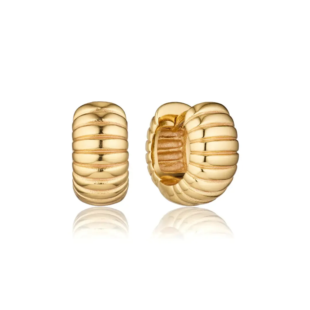 Gold Ribbed Texture Huggie Hoop Earrings sold by Lily & Roo