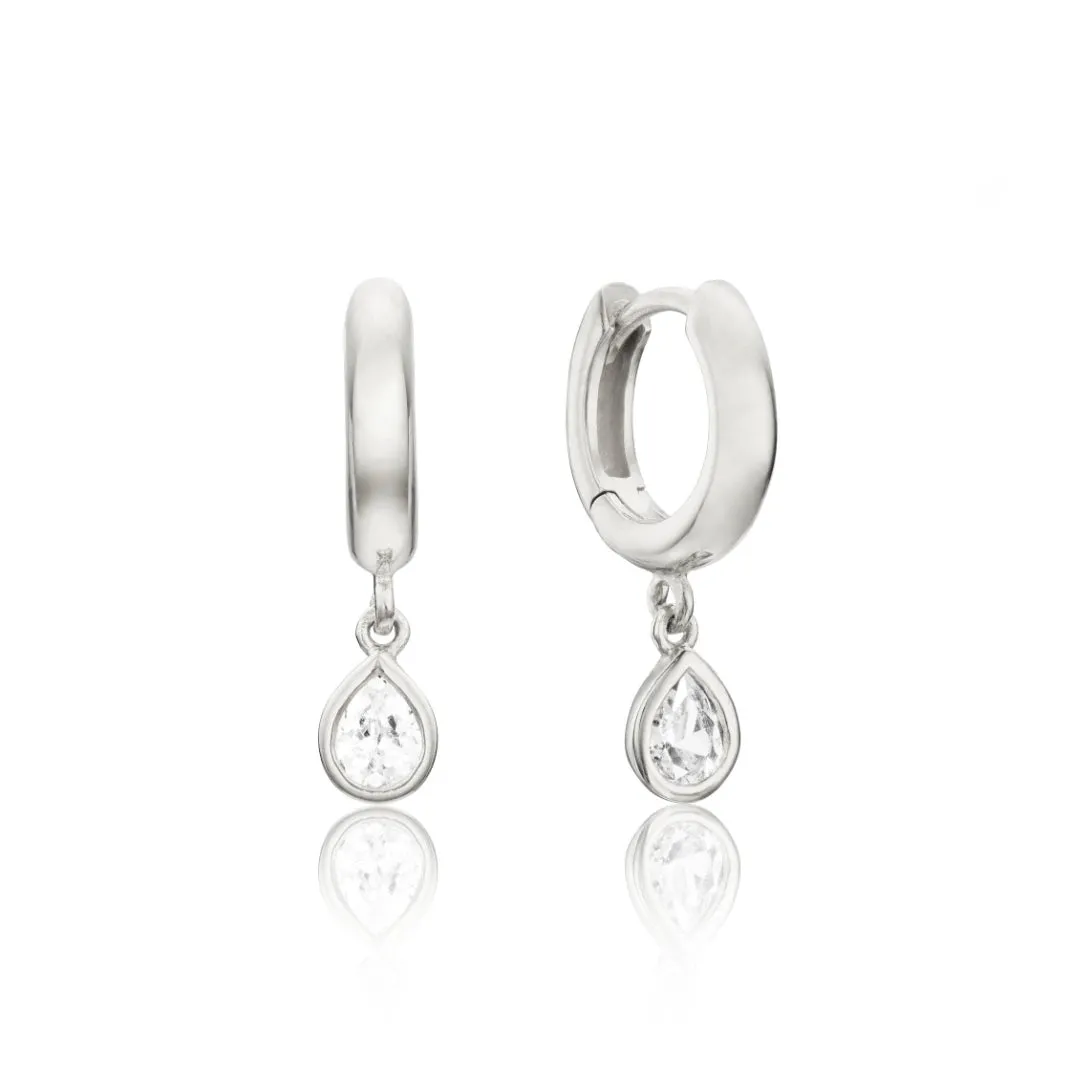 Silver Mini Teardrop Huggie Hoop Earrings sold by Lily & Roo