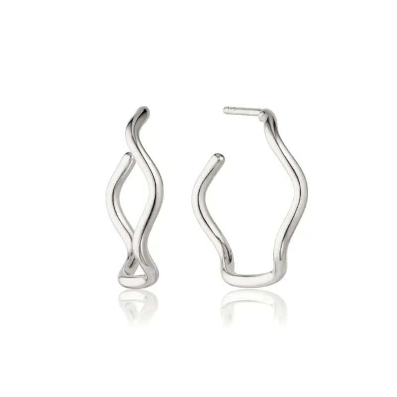 Silver Wavy Curve Hoop Earrings made by Lily & Roo