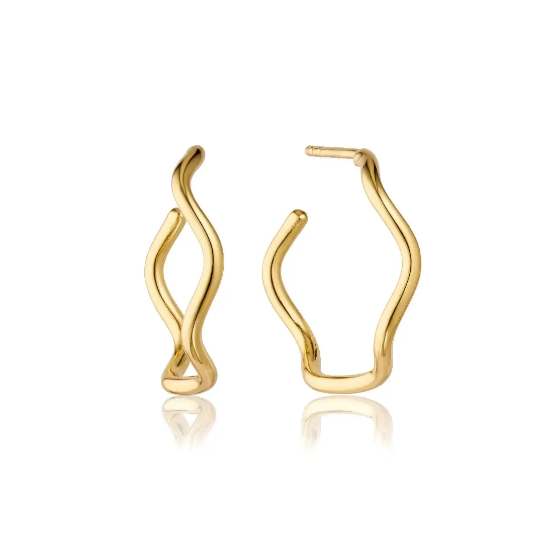 Gold Wavy Curve Hoop Earrings sold by Lily & Roo