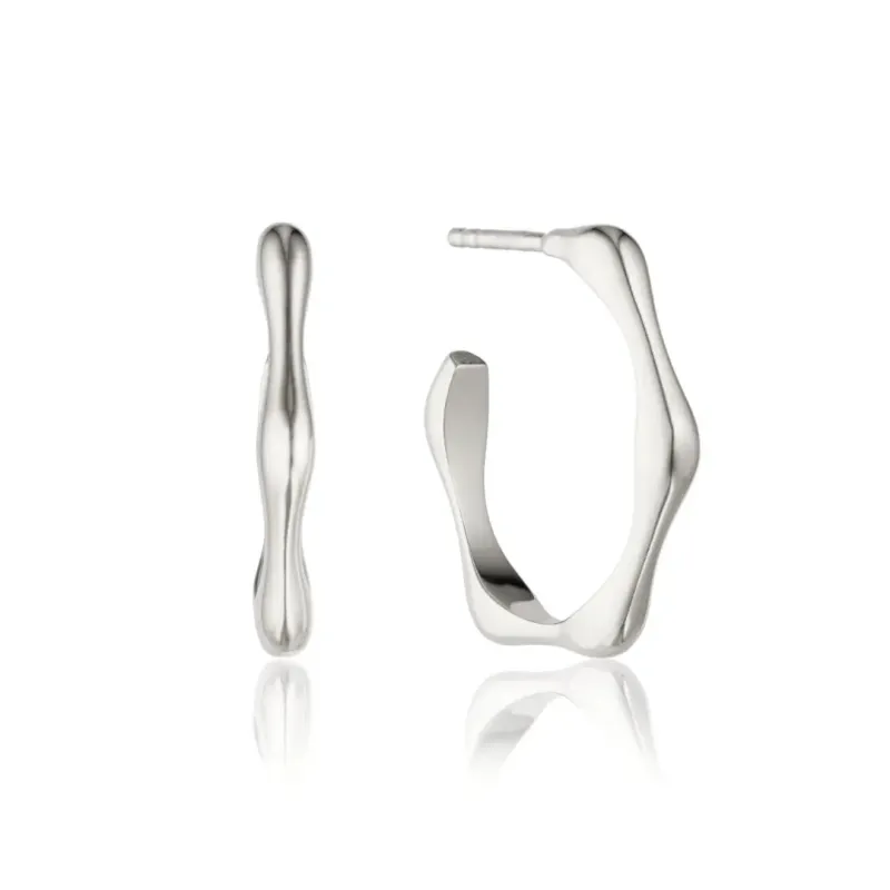 Silver Bamboo Hoop Earrings made by Lily & Roo
