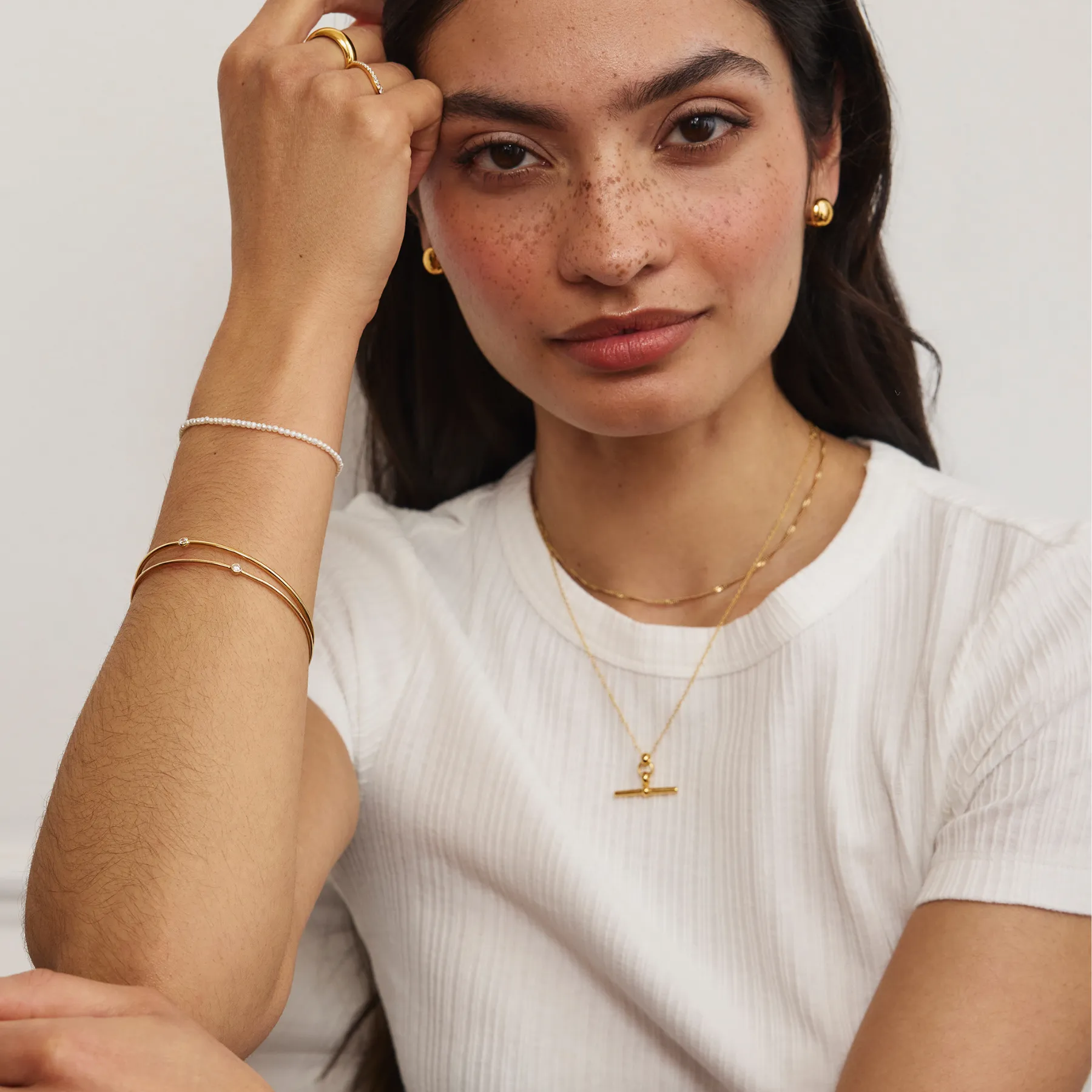 Gold Single Diamond Style Bangle sold by Lily & Roo product image thumbnail 3
