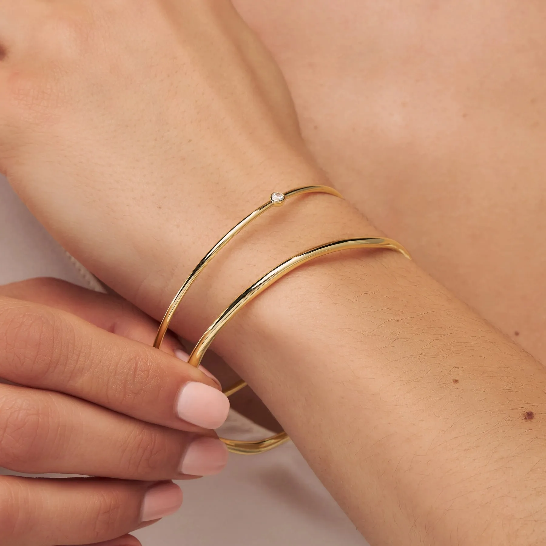 Gold Single Diamond Style Bangle sold by Lily & Roo product image thumbnail 2