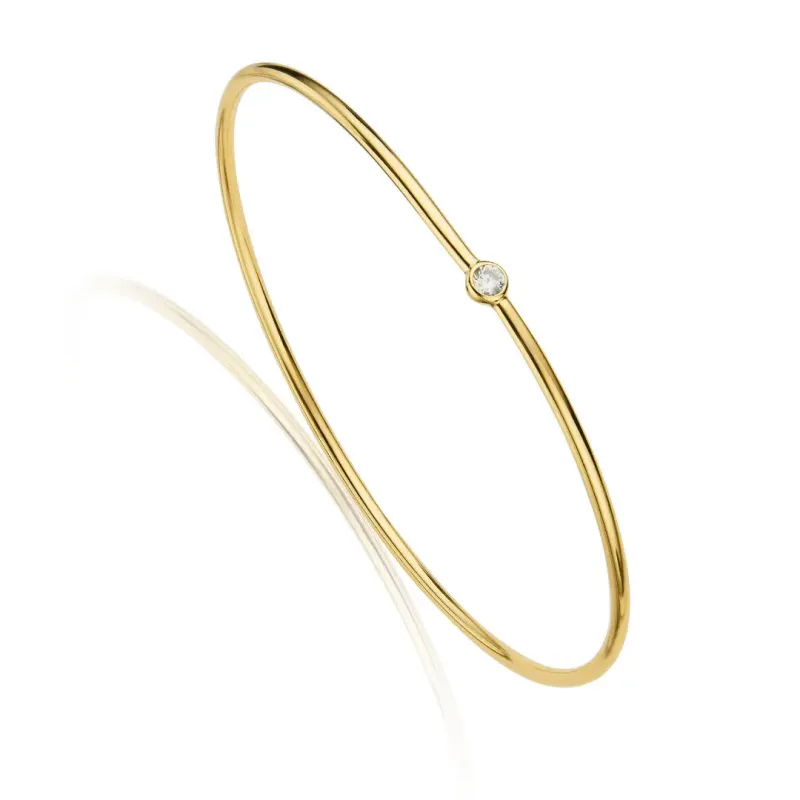 Gold Single Diamond Style Bangle made by Lily & Roo