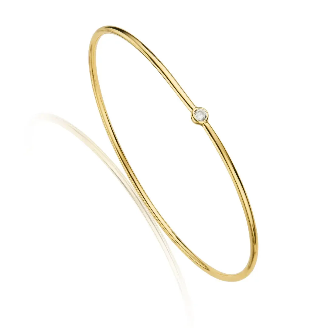 Gold Single Diamond Style Bangle sold by Lily & Roo